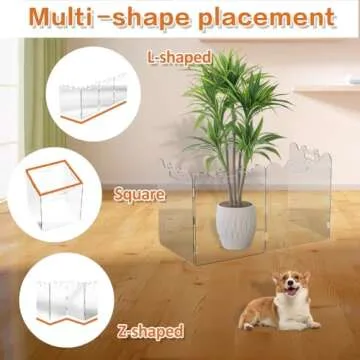 DEARBB Clear Dog Gate,19.68" W×22.83" H Transparent Free Standing Acrylic Dog Gate Indoor,Aesthetics Foldable Puppy Gate for doorways,Doggy Gate for Small Animal,Dog,-4 Panel