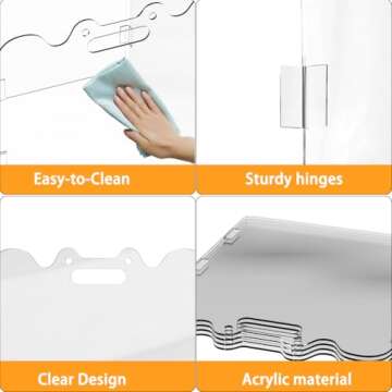 DEARBB Clear Dog Gate,19.68" W×22.83" H Transparent Free Standing Acrylic Dog Gate Indoor,Aesthetics Foldable Puppy Gate for doorways,Doggy Gate for Small Animal,Dog,-4 Panel