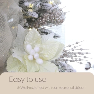 Sparkling Glitter Twigs - Champagne Berry Stem Ornaments