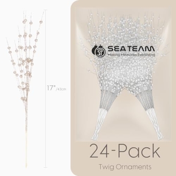 Sparkling Glitter Twigs - Champagne Berry Stem Ornaments