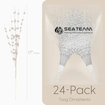 Sparkling Glitter Twigs - Champagne Berry Stem Ornaments