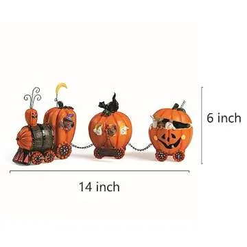 Pumpkin Express Train for Halloween Decorations - Fall Home Decor Table Top Figurines