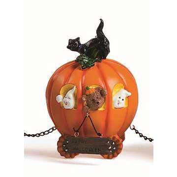 Pumpkin Express Train for Halloween Decorations - Fall Home Decor Table Top Figurines