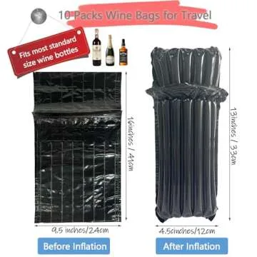 Wine Travel Bags for Wine Bottles Airplane,Black Reusable Wine Bottle Protector Bags with Free Infla...