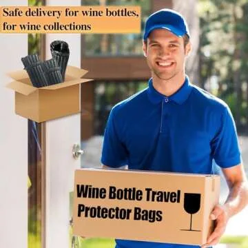 Wine Travel Bags for Wine Bottles Airplane,Black Reusable Wine Bottle Protector Bags with Free Inflator Pump,10 Packs