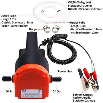 PLUMIA 12V 100W Oil Change Pump Extractor, Upgraded Oil/Diesel Fluid Extractor Scavenge Suction Tran...