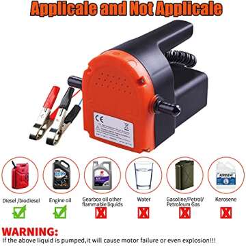 PLUMIA 12V 100W Oil Change Pump Extractor, Upgraded Oil/Diesel Fluid Extractor Scavenge Suction Transfer Pump, Marine Electric For Boat, Car, Motorcycle, ATV, RV, Truck, Motorbike