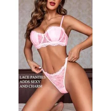 Avidlove Women's Glitter Thong Lace Panty Sexy Underwear Panties Womens G String Panties 1 Pack S Pink