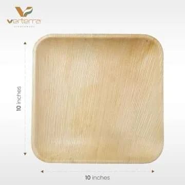 Verterra Palm leaf plates - 10 inch square, 25 pack – Like Bamboo plates, Disposable and Eco-frien...