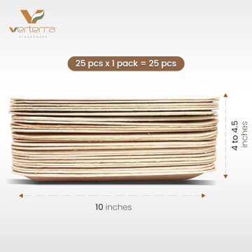 Verterra Palm leaf plates - 10 inch square, 25 pack – Like Bamboo plates, Disposable and Eco-friendly dinnerware for Events, Parties, Weddings