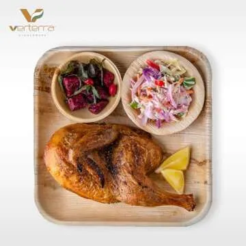 Verterra Palm leaf plates - 10 inch square, 25 pack – Like Bamboo plates, Disposable and Eco-friendly dinnerware for Events, Parties, Weddings