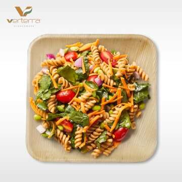 Verterra Palm leaf plates - 10 inch square, 25 pack – Like Bamboo plates, Disposable and Eco-friendly dinnerware for Events, Parties, Weddings