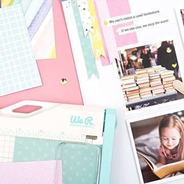 We R Memory Keepers Mini Guillotine Paper Trimmer – Blue, Compact Paper Cutter, 1/4-Inch Grid for Precision Cutting, Cuts Up to 3 Sheets, Perfect for Card Making, Journals, and Small Craft Projects