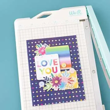 We R Memory Keepers Mini Guillotine Paper Trimmer – Blue, Compact Paper Cutter, 1/4-Inch Grid for Precision Cutting, Cuts Up to 3 Sheets, Perfect for Card Making, Journals, and Small Craft Projects