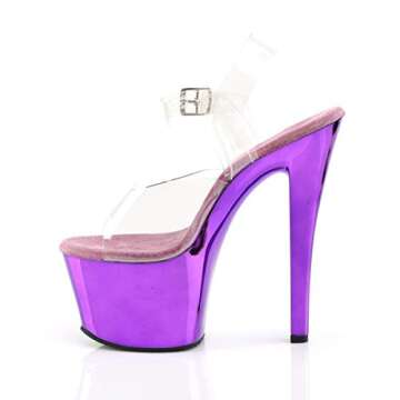 Pleaser Sky308 Clear Purple Dress Sandal for Women