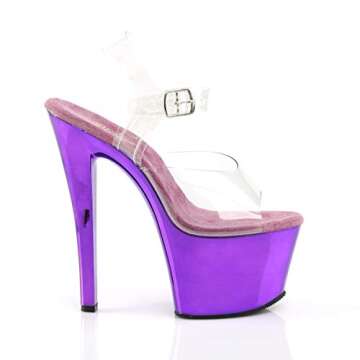 Pleaser Sky308 Clear Purple Dress Sandal for Women
