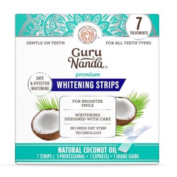GuruNanda Teeth Whitening Strips - 7-Day Treatment with Non-Slip, Dry Strip Technology - Whitening D...