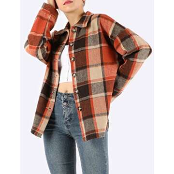 Yeokou Women's Flannel Shacket with Pockets for Style