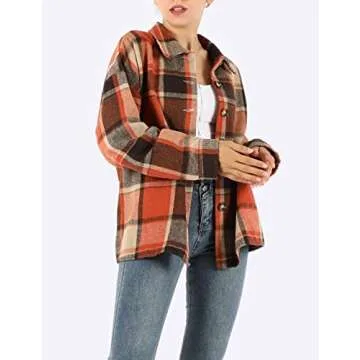 Yeokou Women's Flannel Shacket with Pockets for Style