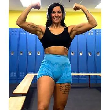 YVYVLOLO Women Workout Gym Shorts Seamless High Waisted Scrunch Butt Lifting Running Yoga Biker Shorts(Y510-Camo Caribbean-M)