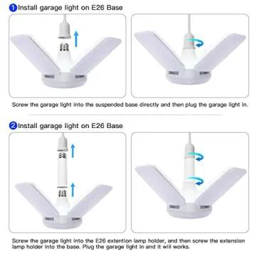 LED Garage Light 2 Pack with Adjustable Panels for Brightness