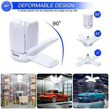 LED Garage Light 2 Pack with Adjustable Panels for Brightness