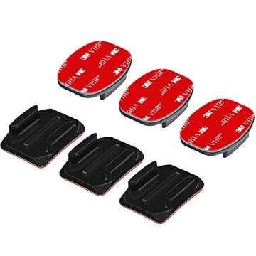 Sametop Helmet Adhesive Sticky Mounts Curved Attachment Flat 3M Mount Compatible with GoPro Hero 13 12 11 10 Max 9 8 7 6 5 4 Session DJI Osmo Action Cameras (6 Packs)