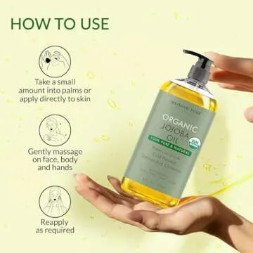 MAJESTIC PURE USDA Organic Jojoba Oil | 100% Pure Jojoba Oil Organic for Skin, Hair, Scalp, Nails, Face | Cold Pressed & Hexane Free | Hair & Body Oil | 8 Fl Oz