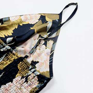 Fashionme Women Midi Satin Dresses Tie Front Backless Split Summer Casual Floral Tropical Hawaiian Slip Dress Sexy Sundress Wedding Guest Beach Cocktail Vacation Graduation