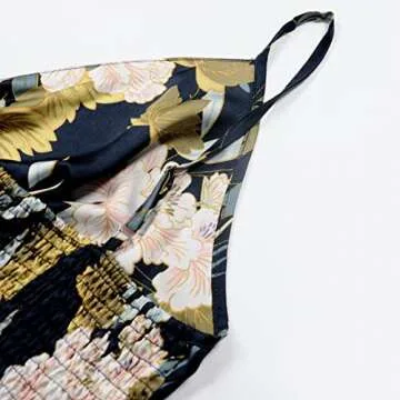 Fashionme Women Elegant Floral Midi Satin Dress