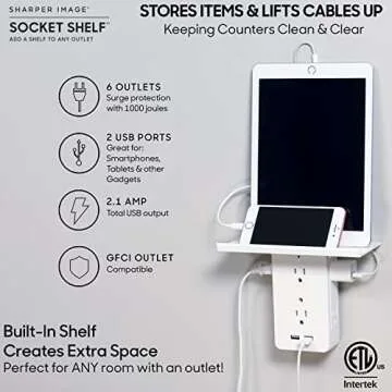 Socket Shelf with USB Charging and Surge Protection