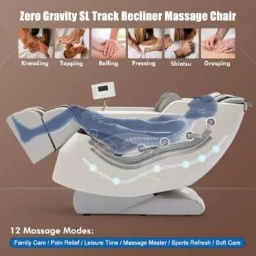 Massage Chair Full Body, SL Track Zero Gravity Massage Chair Recliner with 12 Modes, Bluetooth Speaker, Body Scan, Foot Roller & Airbags Massage, AI Voice Control, Wireless Charging, White