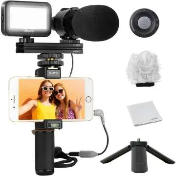 Movo Vlog Kit V7 - Tripod, Mic, Light for YouTube