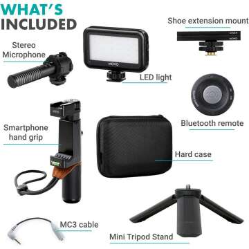 Movo Vlog Kit V7 - Tripod, Mic, Light for YouTube