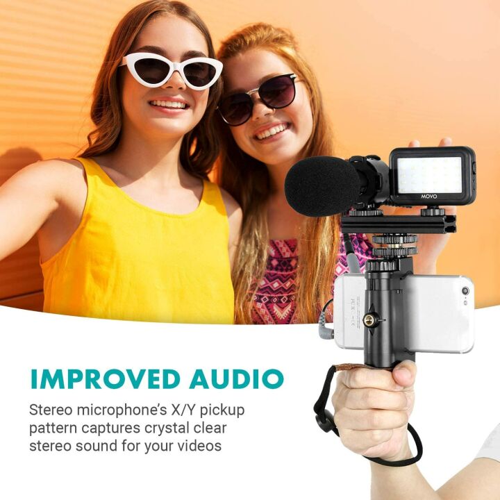 Movo Vlog Kit V7 - Tripod, Mic, Light for YouTube