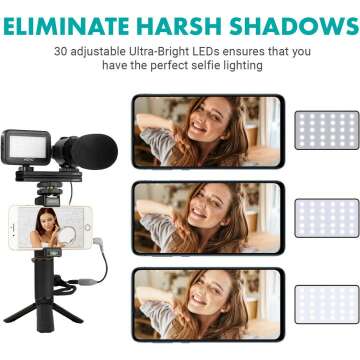 Movo Vlog Kit V7 - Tripod, Mic, Light for YouTube