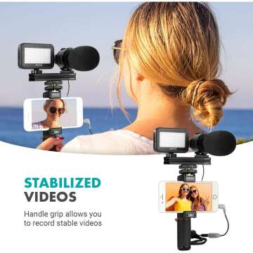 Movo Vlog Kit V7 - Tripod, Mic, Light for YouTube