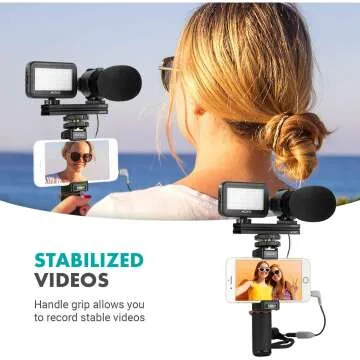 Movo Vlog Kit V7 - Tripod, Mic, Light for YouTube