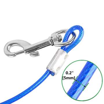 Stainless Steel Pet Dog Tie Out Cable - Double Head Dog Leash Camping Outdoor Tie-Out Cable for Medi...