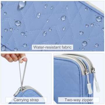 FYY Electronic Organizer, Travel Cable Organizer Bag Pouch Electronic Accessories Carry Case Portable Waterproof Double Layers All-in-One Storage Bag for Cable, Cord, Charger, Phone, Blue Pattern