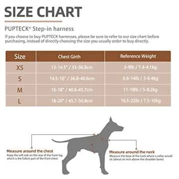 PUPTECK Dog Harness and Leash Set for Small Medium Dogs No Pull Step-in Soft Mesh Puppy Cat Vest Harnesses Reflective at Night, Denim Beige S