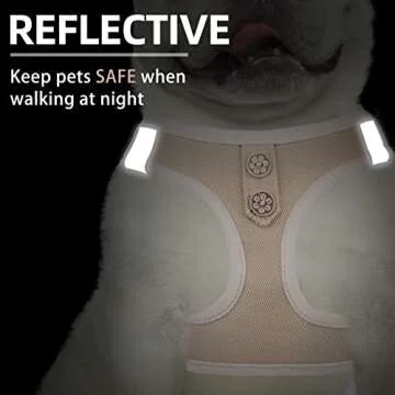 PUPTECK Dog Harness and Leash Set for Small Medium Dogs No Pull Step-in Soft Mesh Puppy Cat Vest Harnesses Reflective at Night, Denim Beige S