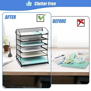 EASEPRES 6-Tier Mesh Desk Organizer for Home Office
