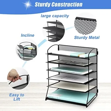 EASEPRES 6-Tier Mesh Desk Organizer for Home Office