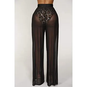 Springcmy Women See Through Mesh Cover Up Pants for Summer