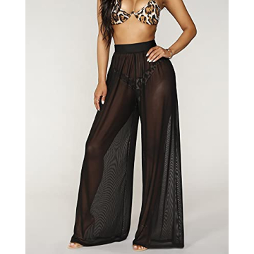 Springcmy Women See Through Mesh Cover Up Pants for Summer