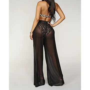 Springcmy Women See Through Mesh Cover Up Pants for Summer