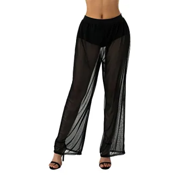 Springcmy Women See Through Mesh Cover Up Pants for Summer