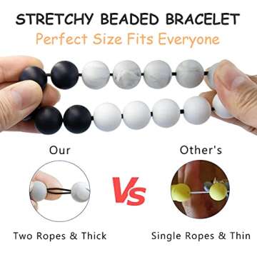 Bisanzoya Beaded Keychain with Tassel, Silicone Key Ring Bracelet, Cute Boho Car Key Chain Wristlet for Women (Beaded, Black)