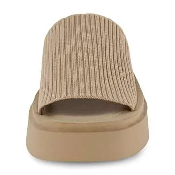 CUSHIONAIRE Women's Pim knit platform sandal with +Memory Foam, Taupe Weave 9.5